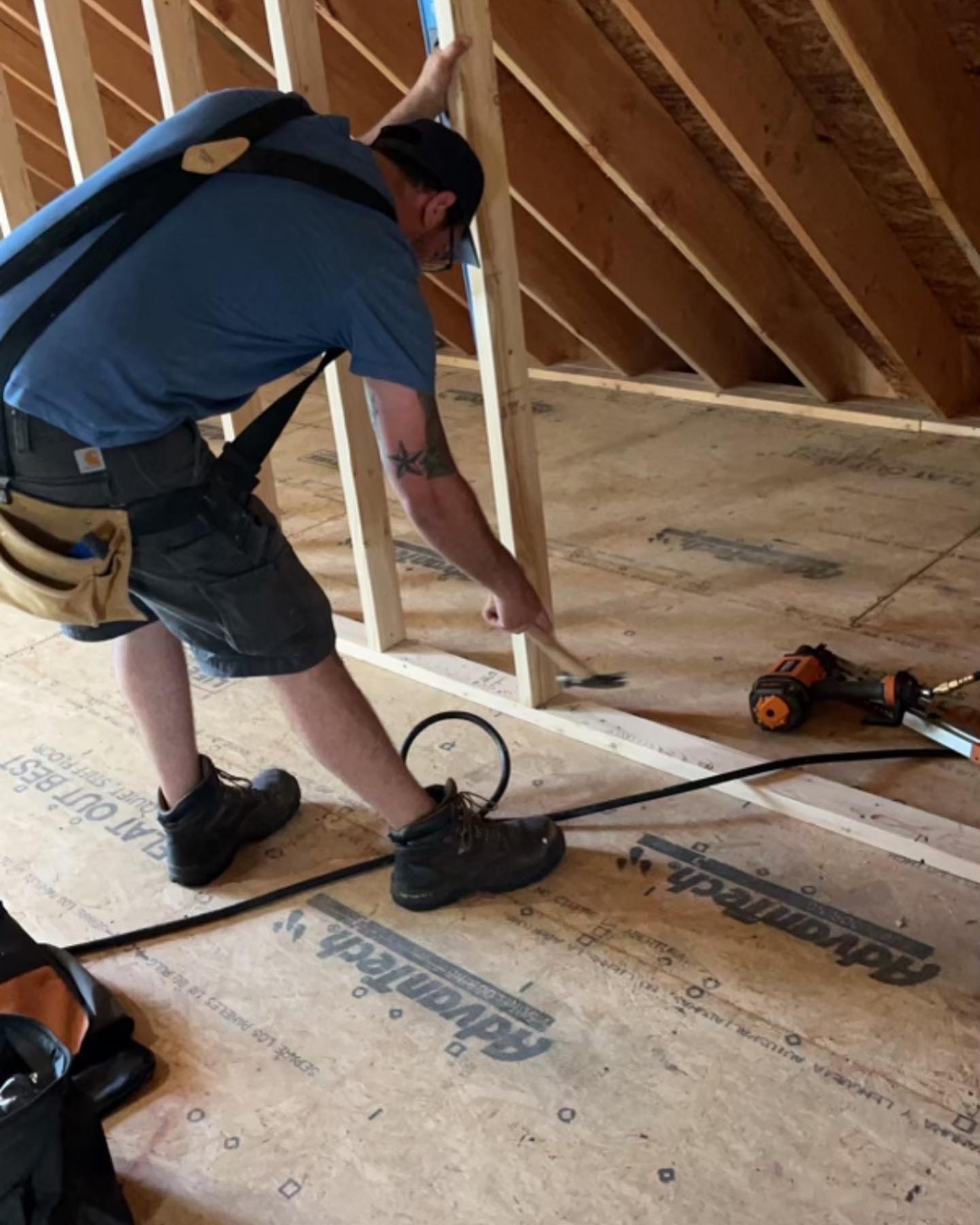 Attic framing in progress by ADR Construction