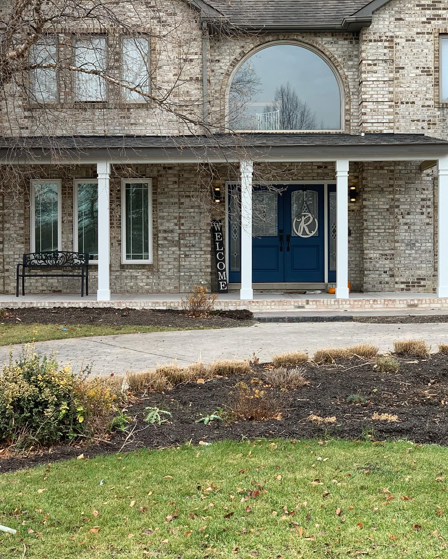 Brick front porch lean-to roof transformation by ADR Construction