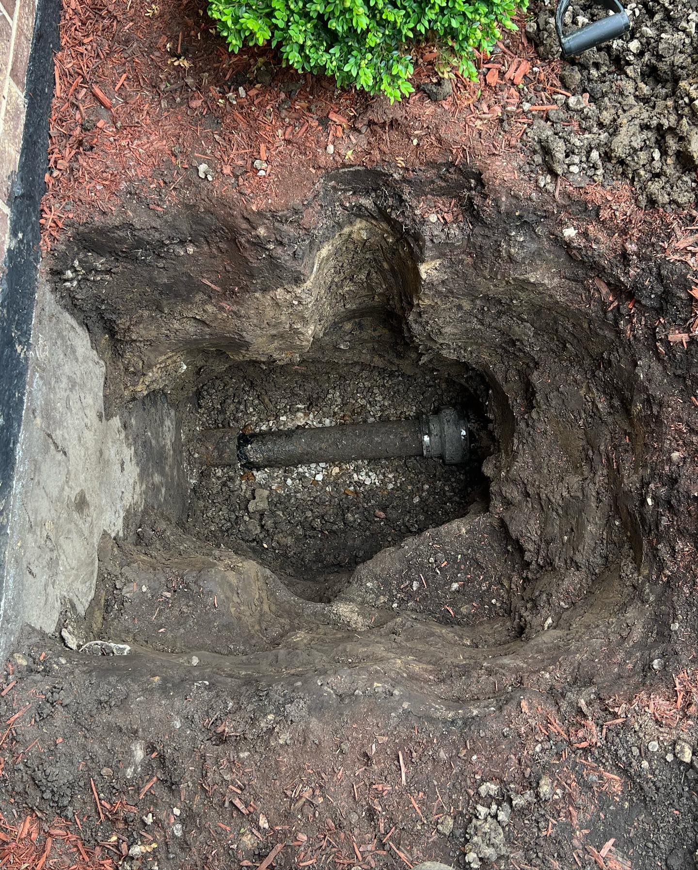 Collapsed sewer line before repair